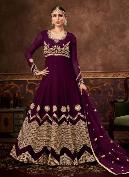 Purple Colour HOTLADY ARMEENA Heavy Wedding Wear Georgette Designer Long salwar Suit Colletion 1103